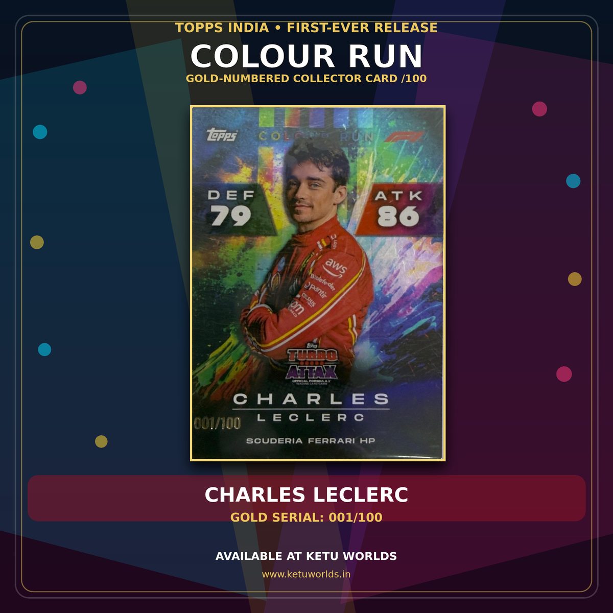 CHARLES LECLERC - COLOUR RUN CARD- 001/100 — front side