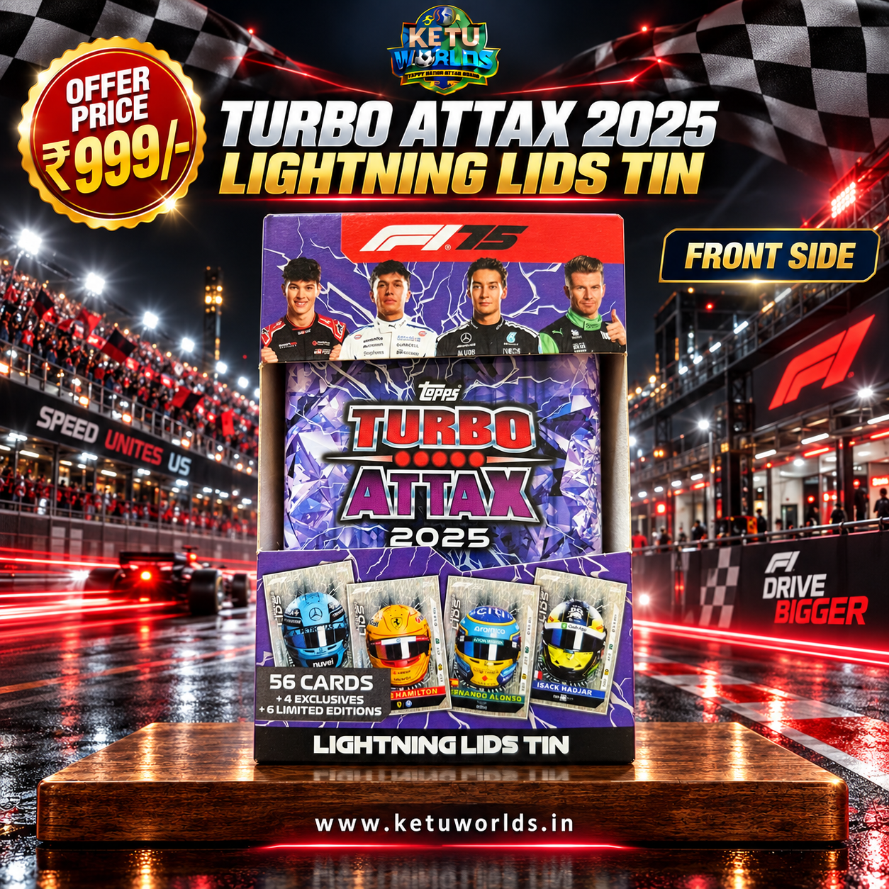 Turbo Attax 2025 Lightning Lid Tin — front side