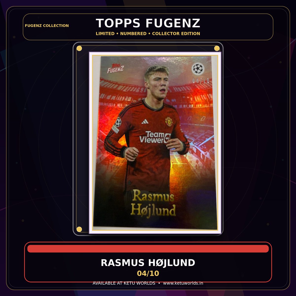 RASMUS HOJLUND FUGENZ- NUMBERED CARD - 04/10 — front side