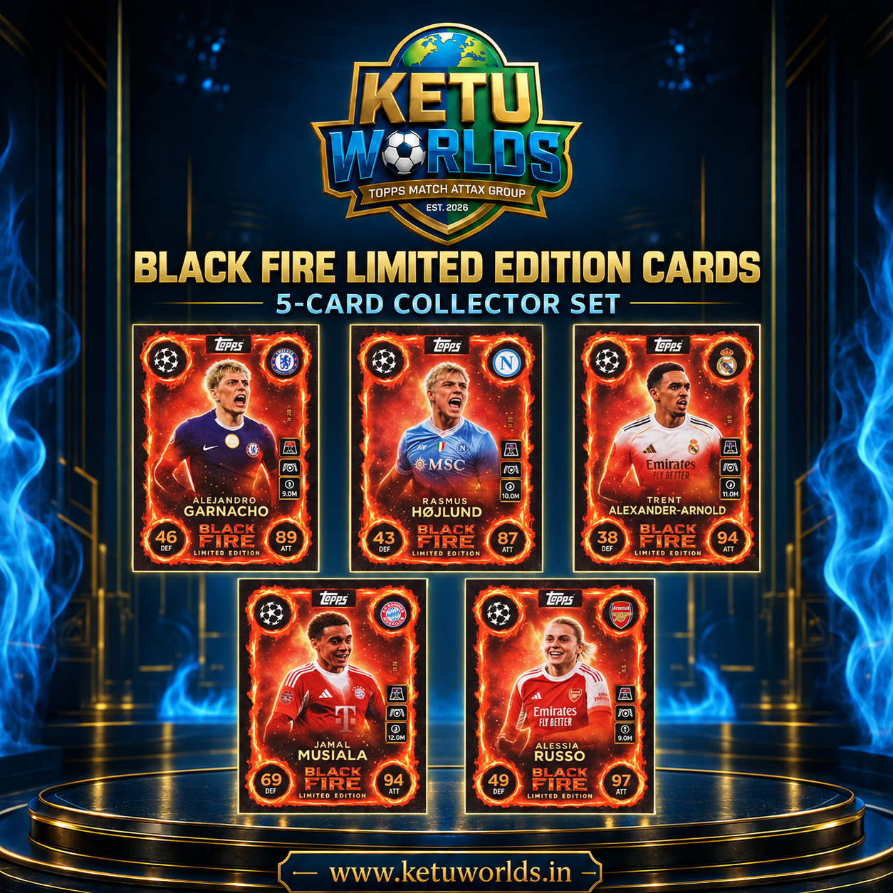 BLACK FIRE LIMITED EDITION CARDS - 5-CARD COLLECTOR SET.