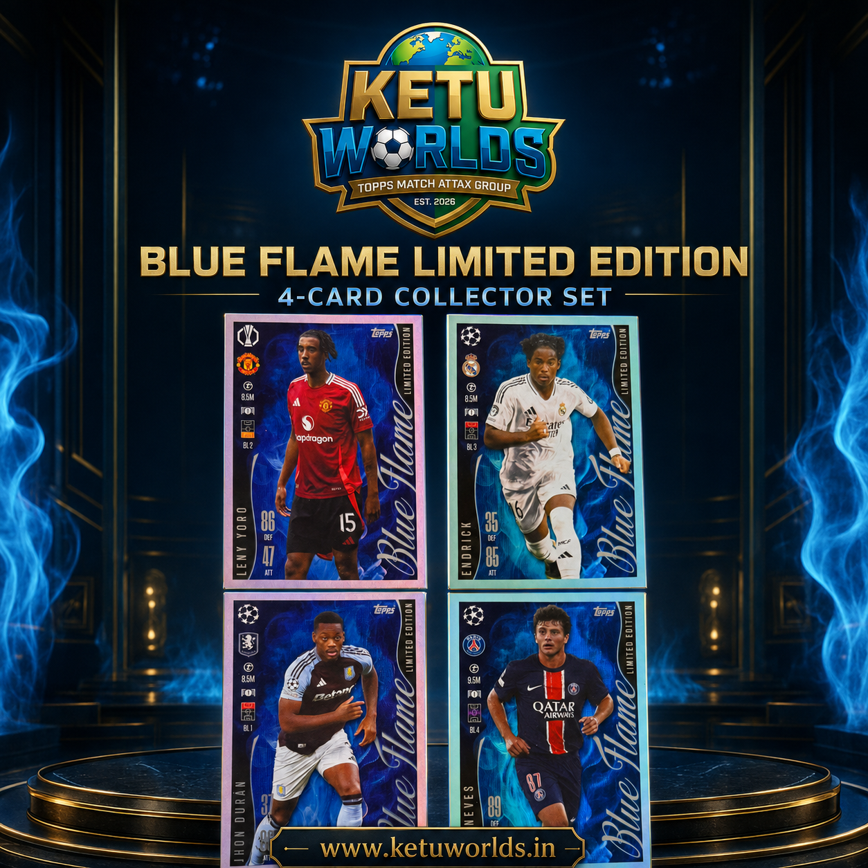 All four Blue Flame Limited Edition cards